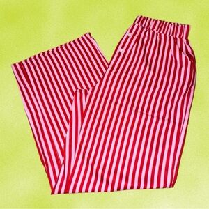 Pink Colorblock Striped Wide Leg  Pants